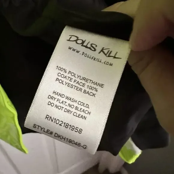 Dolls Kill Trickz N' Treatz Slime Viral Vengeance Vinyl Trench Coat Neon Green L